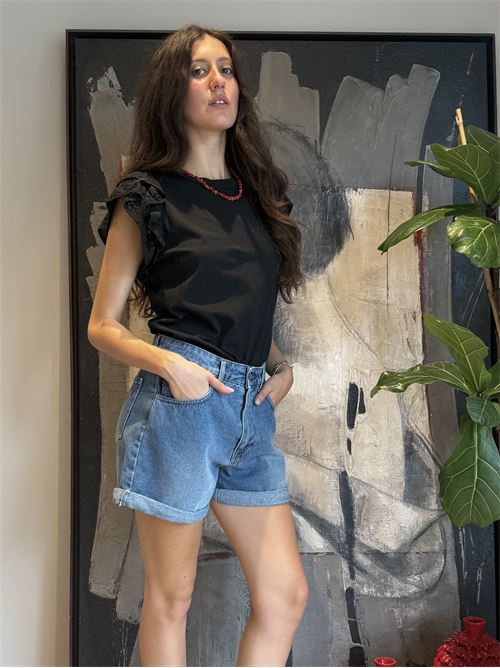 T-shirt con maniche in pizzo san gallo DIECI MINUTI | E177T22Q93R3